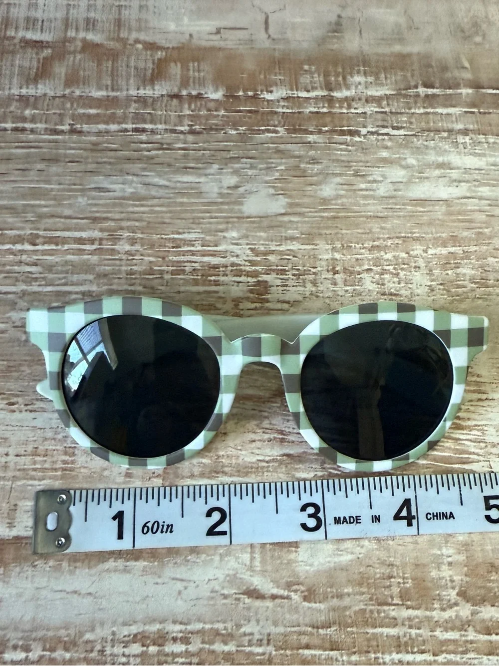 Kids Checkerboard Round Sunglasses - Mint Green